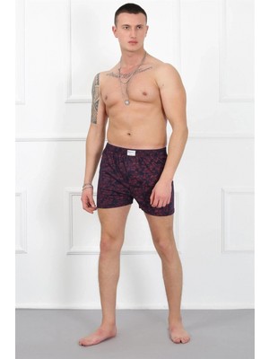 MiraLive Marsilyan- Erkek Penye Boxer Bordo - Lacivert