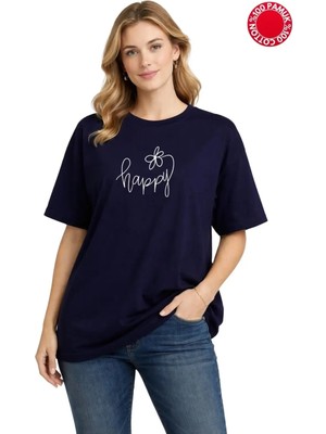 Luliana 1.kalite Baskılı Oversize T-Shirt Günlük Tişört Trend Moda ve Modern Stil Styel %100 Organik Pamuk Relaxed