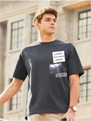 Luliana 1.kalite Baskılı Oversize T-Shirt Günlük Tişört Trend Moda ve Modern Stil Styel %100 Organik Pamuk Relaxed