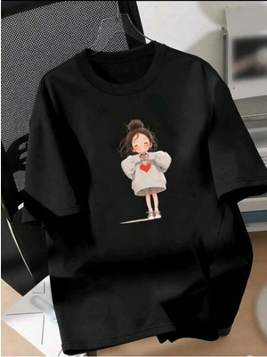 Luliana Baskılı Premium Kalite Yıkama Sokak Stili Oversize T-Shirt