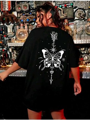 Luliana 1.kalite Baskılı Oversize T-Shirt Günlük Tişört Trend Moda ve Modern Stil Styel %100 Organik Pamuk Relaxed