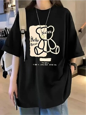 Luliana Baskılı Premium Kalite Yıkama Sokak Stili Oversize T-Shirt