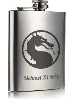 MiraLive Kişiye Özel Ejderha Temalı Hediye 9 Oz Çelik Cep Matarası 266 ml Içecek Cep  Matarası