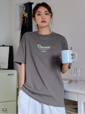 Luliana 1.kalite Baskılı Oversize T-Shirt Günlük Tişört Trend Moda ve Modern Stil Styel %100 Organik Pamuk Relaxed