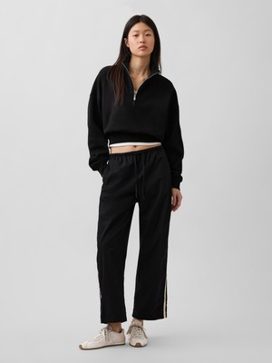 Gap Kadın Siyah Organik Pamuk Poplin Relaxed Easy Çizgili Pantolon