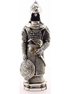 MiraLive Zırhlı Cevşen Ayetli Asker Gümüş Biblo 3 Boyutlu Büyük Boy 32 CM-017