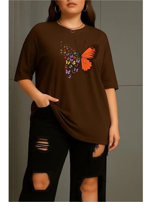 Luliana 1.kalite Baskılı Oversize T-Shirt Günlük Tişört Trend Moda ve Modern Stil Styel %100 Organik Pamuk Relaxed
