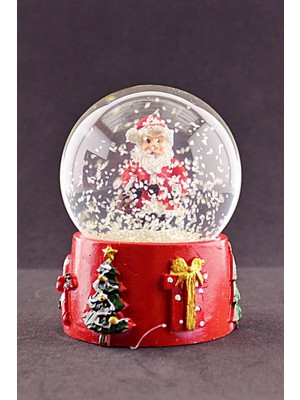 MiraLive Yılbaşı Süsü Noel Baba Merry Christmas Tasarımlı 9 cm Orta Boy Işıklı Kar Küresi  1b