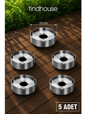 Paslanmaz Çelik 5li Metal Kül Tablası Küllük , Cafe , Ev , Restaurant
