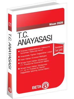 Beta Yayınevi T.c. Anayasası Nisan 2026 Eğitim Düzeyi: Akademik Yazar: Celal Ülgen