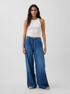 Gap Kadın Mavi Mid Rise Ultrasoft Easy Baggy Jean Pantolon