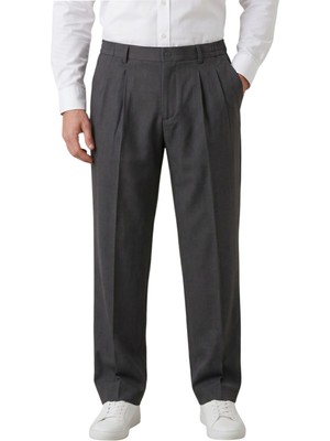 Rizzup Füme Baggy Fit Pileli Kumaş Pantolon – Likralı, Beli Lastikli Rahat Kesim Erkek Pantolon 2600920