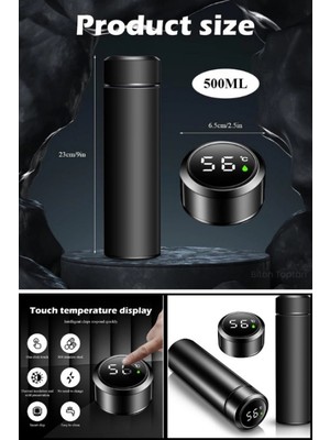 MiraLive Mug Termos LED Sıcaklık Göstergeli  Vakumlu Mug Termos Bardak 500 Ml dijital Sıcaklık Göstergeli