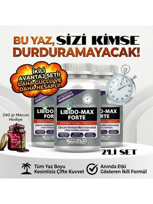 2 x 30 Caps Libido Forte Erkeklere Özel Ginsengli Multipower Premium Bitkisel Kapsül / 240 gr Macun Hediyesiyle