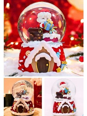 MiraLive Mega Boy 2025 Yılbaşı Noel Baba Temalı Kar Püskürtmeli Işıklı Müzikli  Kar Küresi 16 Cm- 18B