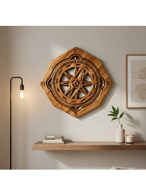 Bedesten Pazar Kayın Masif Üzeri Pusula Motifi 60 cm