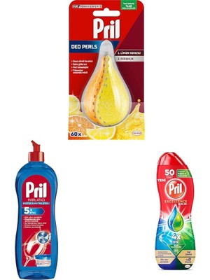 Esplendor Pril Deo Duo-Perls Limon ve Portakal Kokulu+ Pril Bulaşık Makinesi Parlatıcısı + Pril Excellence Duo Jel Bulaşık Makinesi
