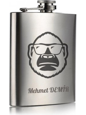 MiraLive Kişiye Özel Maymun Hediye 9 Oz Çelik Cep Matarası 266 ml Içecek Cep Matarası