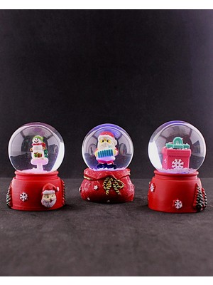 MiraLive 3 Adet Yeni Yıl Noel Hediyesi Temalı Mini Boy Işıklı Kar Küresi 6,5 cm - 36