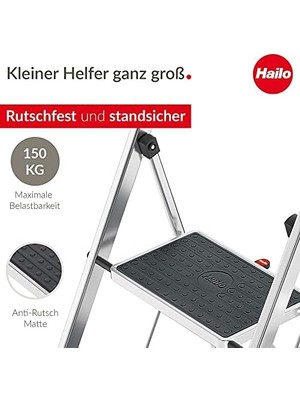 Esplendor K70 Standardline Alüminyum Katlanır Merdiven, 3 Büyük Çelik Basamaklı, Kaymaz Matlı, 150 Kg'a Kadar Taşıma Kapasitesi, Katlanır Emniyetli Merdiven, Özellikle Hafif ve Kolay Saklanabilir, Gümüş