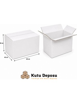 Kutu Deposu 40X60X40 cm Dayanıklı Çeyiz Taşıma Kolisi-Beyaz (10 Adet)