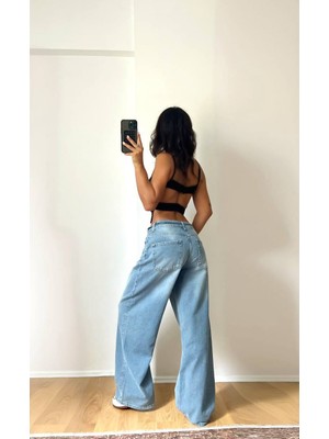 Aida Fashion Bağcıklı Baggy Jeans
