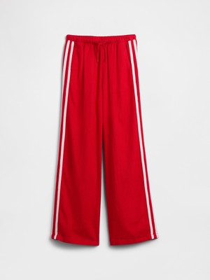 Gap Kız Çocuk Kırmızı Pull-On Wide-Leg Keten Karışımlı Pantolon