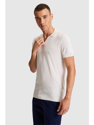 U.S. Polo Assn. Erkek Krem Polo Yaka Triko Tişört 50324293-VR071