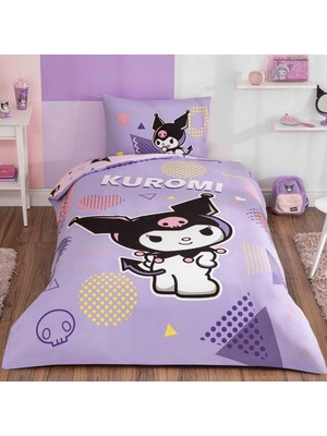 Taç Lisanslı Kuromi Pretty Pamuk Tek Kişilik Nevresim Takımı