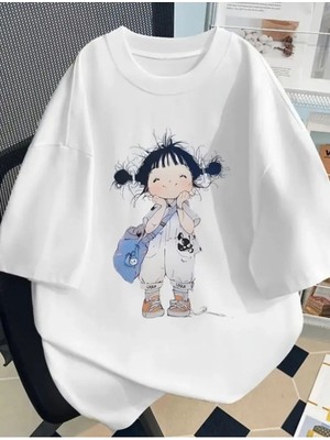 Luliana Baskılı Premium Kalite Yıkama Sokak Stili Oversize T-Shirt