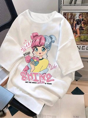Luliana Baskılı Premium Kalite Yıkama Sokak Stili Oversize T-Shirt