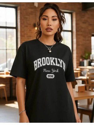 Luliana Baskılı Premium Kalite Yıkama Sokak Stili Oversize T-Shirt
