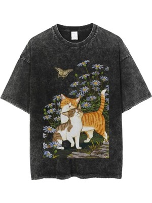 Luliana Baskılı Premium Kalite Yıkama Sokak Stili Oversize T-Shirt