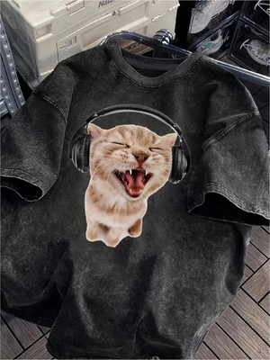 Luliana Baskılı Premium Kalite Yıkama Sokak Stili Oversize T-Shirt