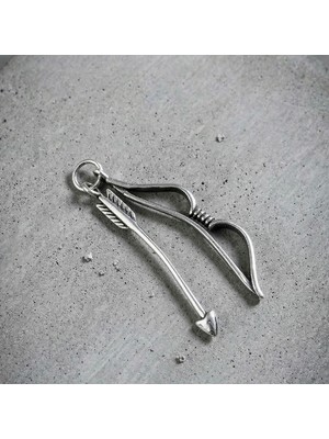 Ebrar Silver Gümüş Ok ve Yay Kolye Ucu 925 Ayar Gümüş Ok ve Yay Figürlü Taşsız Unisex Kolye Ucu