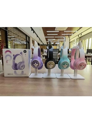 Esplendor Renkli Büyük A Kalite Kulak Üstü Taç Renkli Işıklı Kedi Kulaklı Kedi Kabartmalı 5.3 Version Ped Balşlıklı Boyu Ayarlanabilen Çok Rahat Bluetooth Kulaklık Akz 02 (Mor)