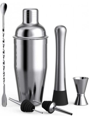 MiraLive Kokteyl Hazırlama Shaker Seti 6 Parça Çelik Shaker Barmen Seti