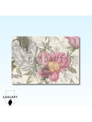 Esplendor Tekli Yatay Kanvas Duvar Tablosu Soft Pembe Gri Çiçekler, 150 x 100