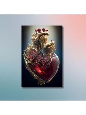 Esplendor Tekli Dikey Kanvas Kardiyoloji Poliklinik Tablosu Kırmızı Kalp, 60 x 90