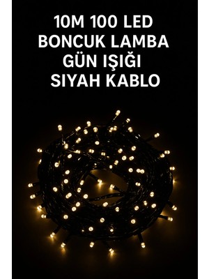 Yenilig 10 Metre 100 LED Boncuk Lamba - Gün Işığı, Siyah Kablo ve Dekoratif Aydınlatma Çok Renkli