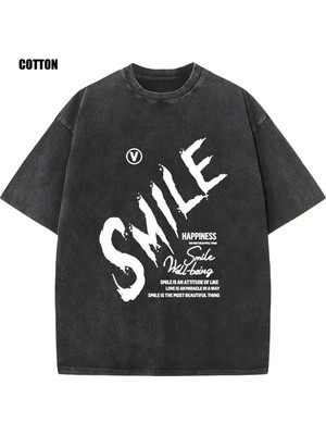 Luliana Baskılı Premium Kalite Yıkama Sokak Stili Oversize T-Shirt