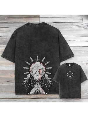 Luliana Baskılı Premium Kalite Yıkama Sokak Stili Oversize T-Shirt