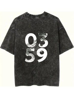 Luliana Baskılı Premium Kalite Yıkama Sokak Stili Oversize T-Shirt