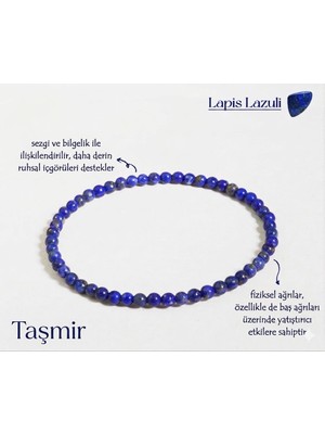 Taşmir Gerçek Lapis Lazuli Doğal Taş Elastik Misinalı Bileklik 4 mm