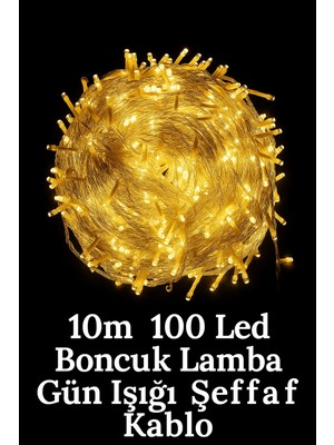 Yenilig 10 Metre 100 LED Boncuk Lamba - Gün Işığı, Şeffaf Kablo ve Dekoratif Aydınlatma Çok Renkli