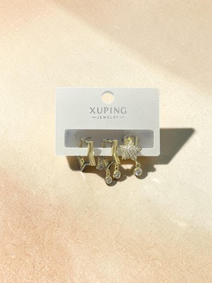 Nur Atelier Xuping Gold Zirkon Taşlı Yıldız Figürlü Kadın Küpe Seti