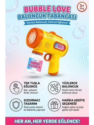 Oglo Upstyle Pilli Köpük Tabancası Otomatik Baloncuk Makinesi Işıklı Sızdırmaz Köpük Üfleyici 3+ Yaş Sarı