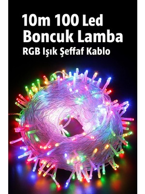 Yenilig 10 Metre 100 LED Boncuk Lamba - Rgb Renkli Işık, Şeffaf Kablo Dekoratif Aydınlatma Çok Renkli