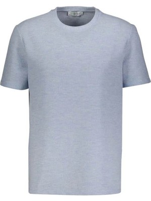 Süvari Waffle Sıfır Yaka Buz Mavisi Erkek T-Shirt STS1014000001