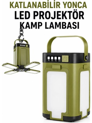 Yenilig Katlanabilir Yonca LED Projektör Kamp Lambası Solar Şarjlı USB Şarjlı Taşınabilir Kamp Feneri Çok Renkli